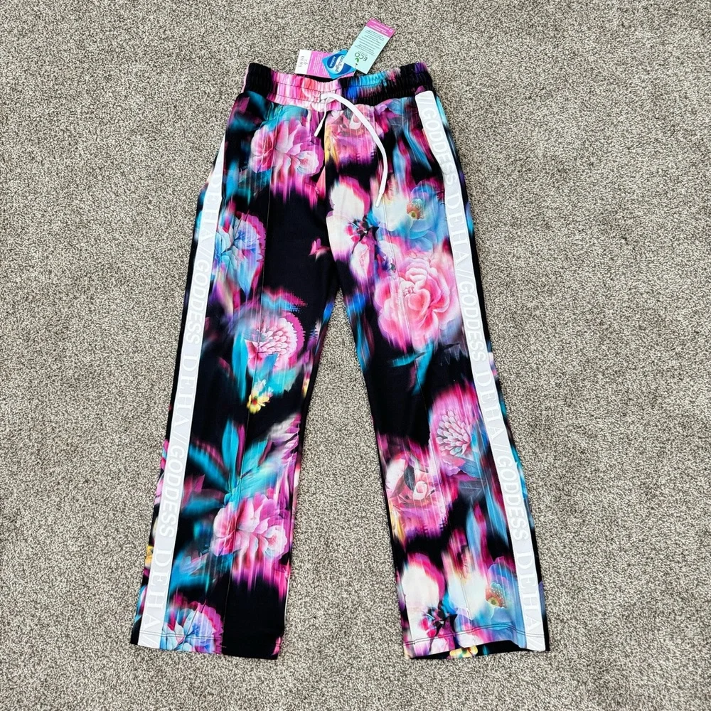 Deha Women's Move Floral Pull On Pants Black/Pink Size M - Picture 3 of 9